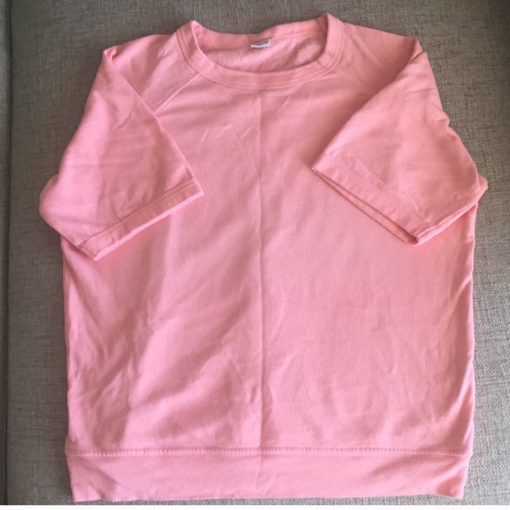 Clare V. Pink Short Sleeve Sweatshirt